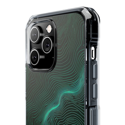 Teal Impact MagSafe Phone Case for iPhone - Neon Jade Contour