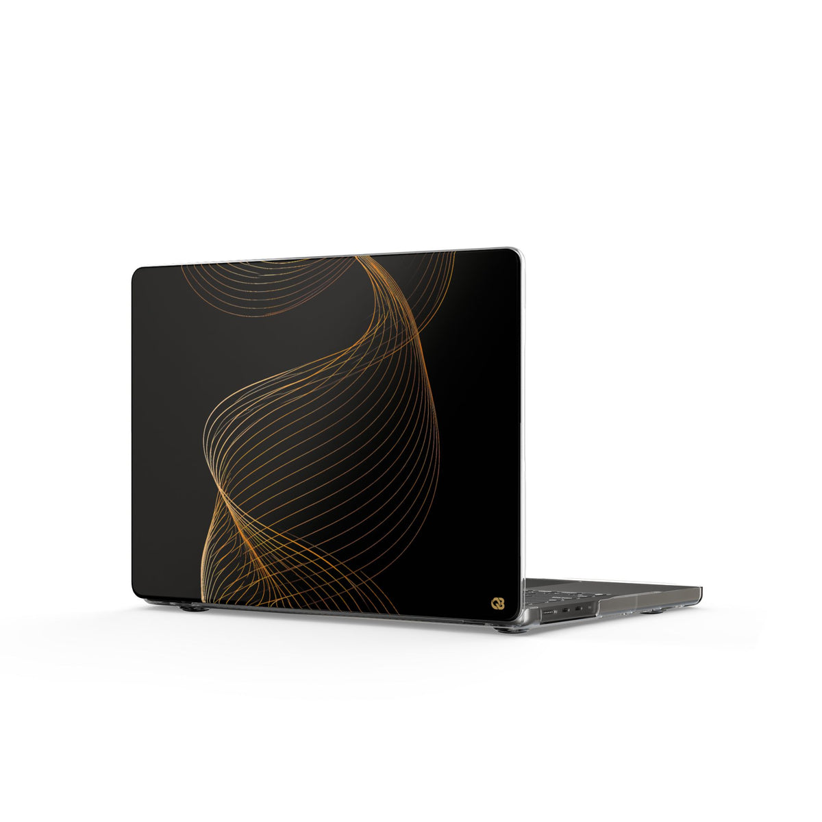 Golden Contour Flow · Clear Hard Case for MacBook · Black