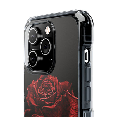 Crimson Noir Rose · Clear Impact Magnetic Phone Case for iPhone ·  Black