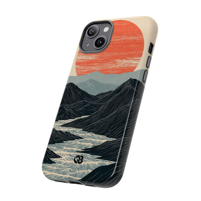 Beige Tough Phone Case for iPhone - Crimson Ridge Flow