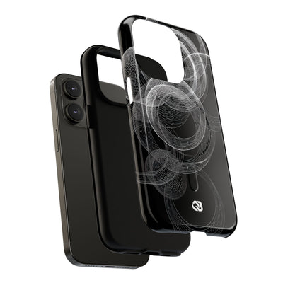 Black Tough 2.0 Magsafe Phone Case for iPhone - Kinetic Wireframe Orbit