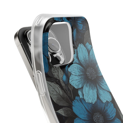 Obsidian Blue Petals · Soft Phone Case for iPhone