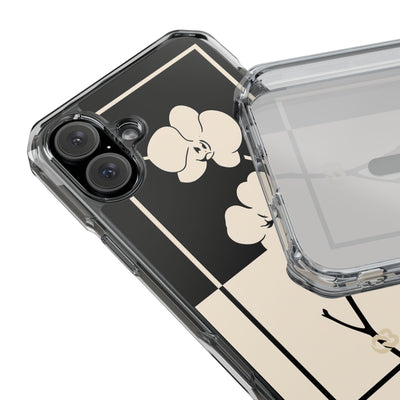 Beige Impact MagSafe Phone Case for iPhone - Nocturnal Orchid Frame