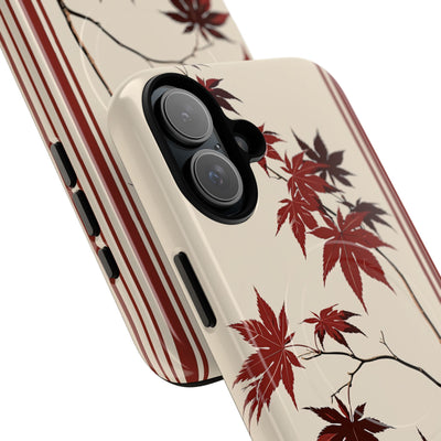 Red Tough 2.0 Magsafe Phone Case for iPhone - Crimson Momiji Stripe
