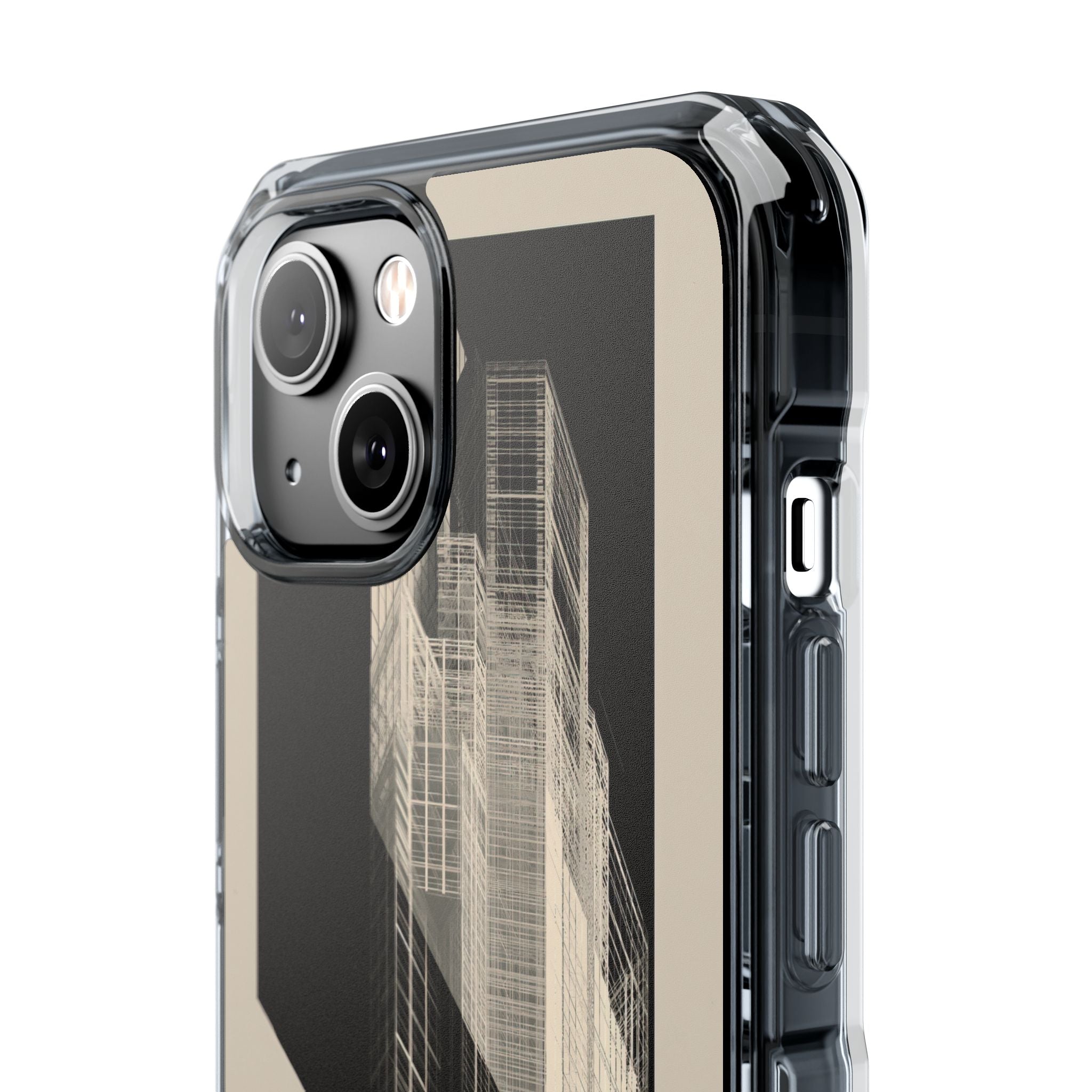 Beige Impact MagSafe Phone Case for iPhone - Monolith Urban Grid