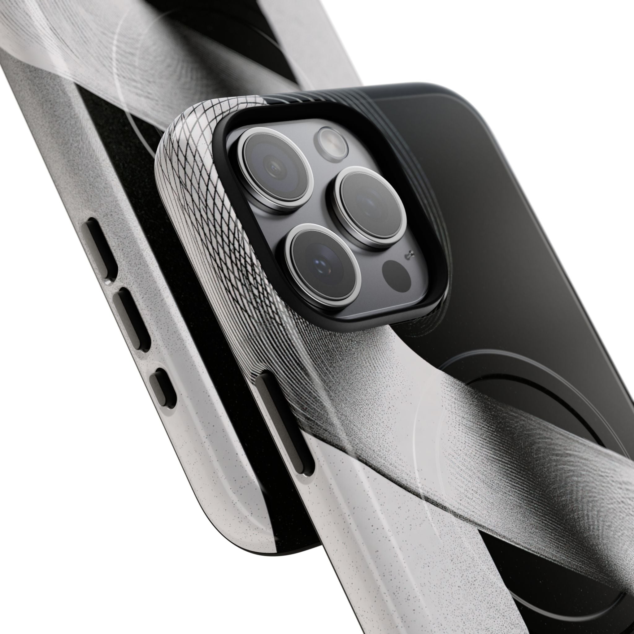 Grey Tough 2.0 Magsafe Phone Case for iPhone - Obsidian Moiré Wave