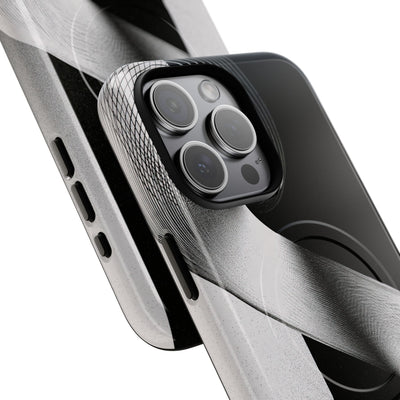 Grey Tough 2.0 Magsafe Phone Case for iPhone - Obsidian Moiré Wave