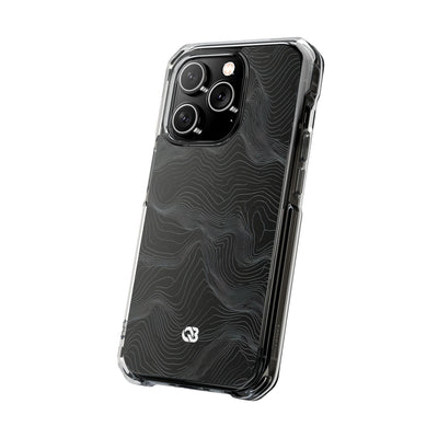 Black Impact MagSafe Phone Case for iPhone - Obsidian Topo Wireframe