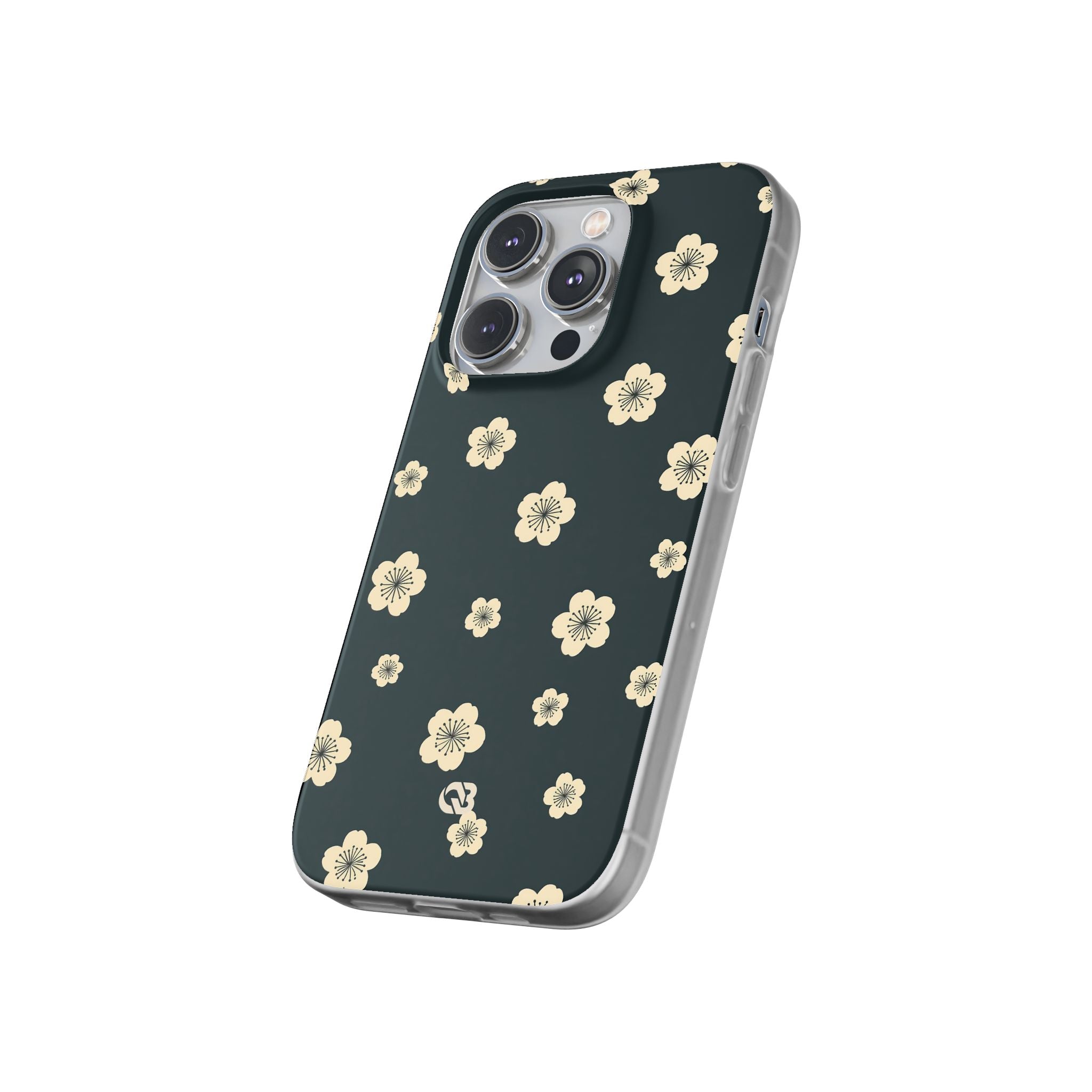 Teal Lite Phone Case for iPhone - Obsidian Cream Petals