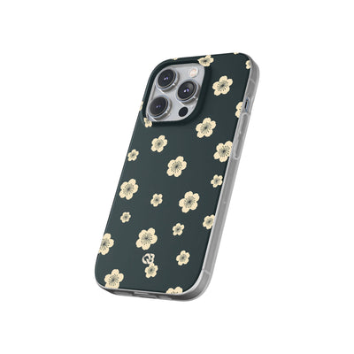 Teal Lite Phone Case for iPhone - Obsidian Cream Petals