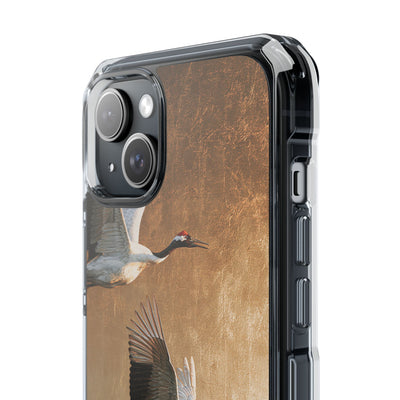 Golden Crane Flight · Clear Impact Magnetic Phone Case for iPhone · Gold