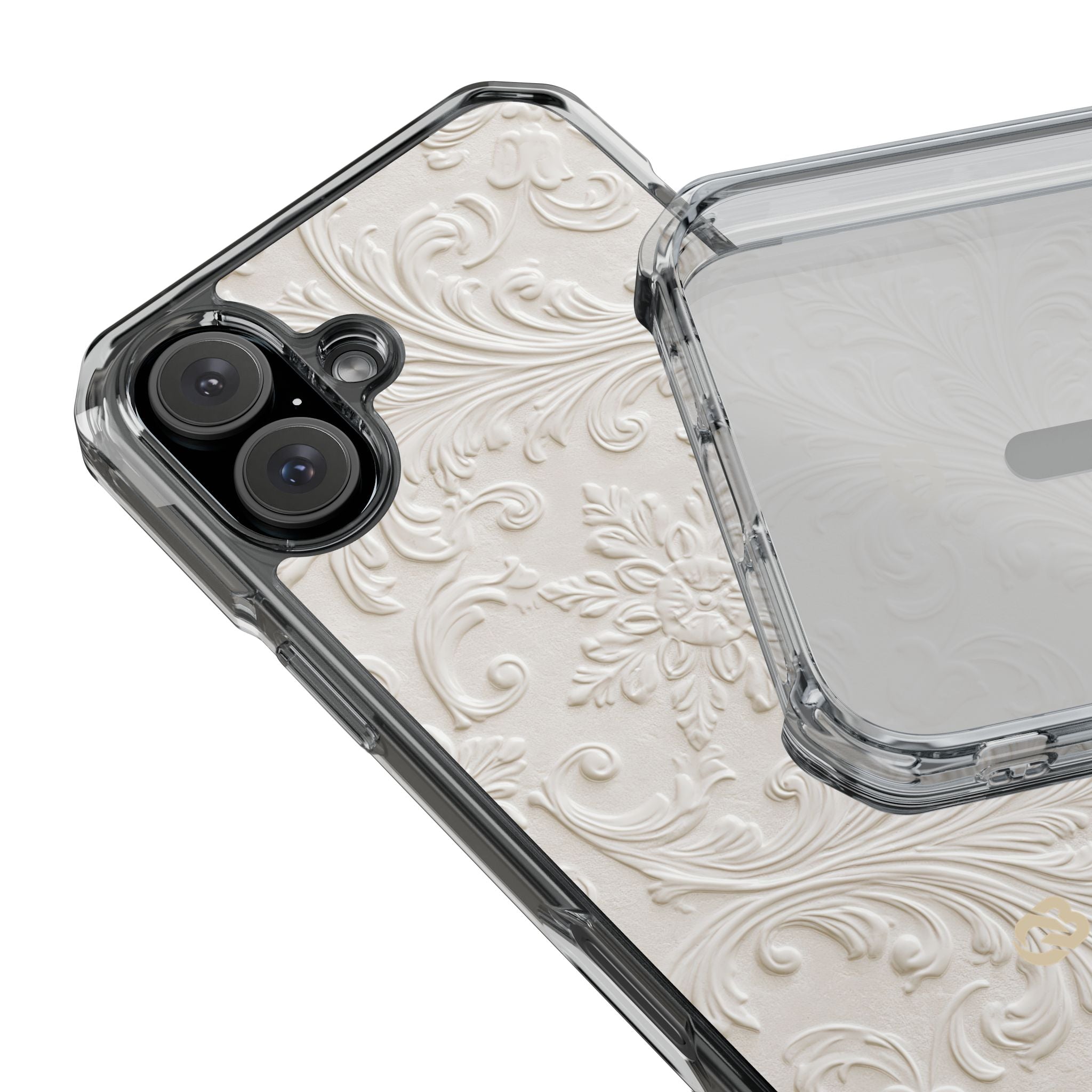 White Impact MagSafe Phone Case for iPhone - Alabaster Floral Relief