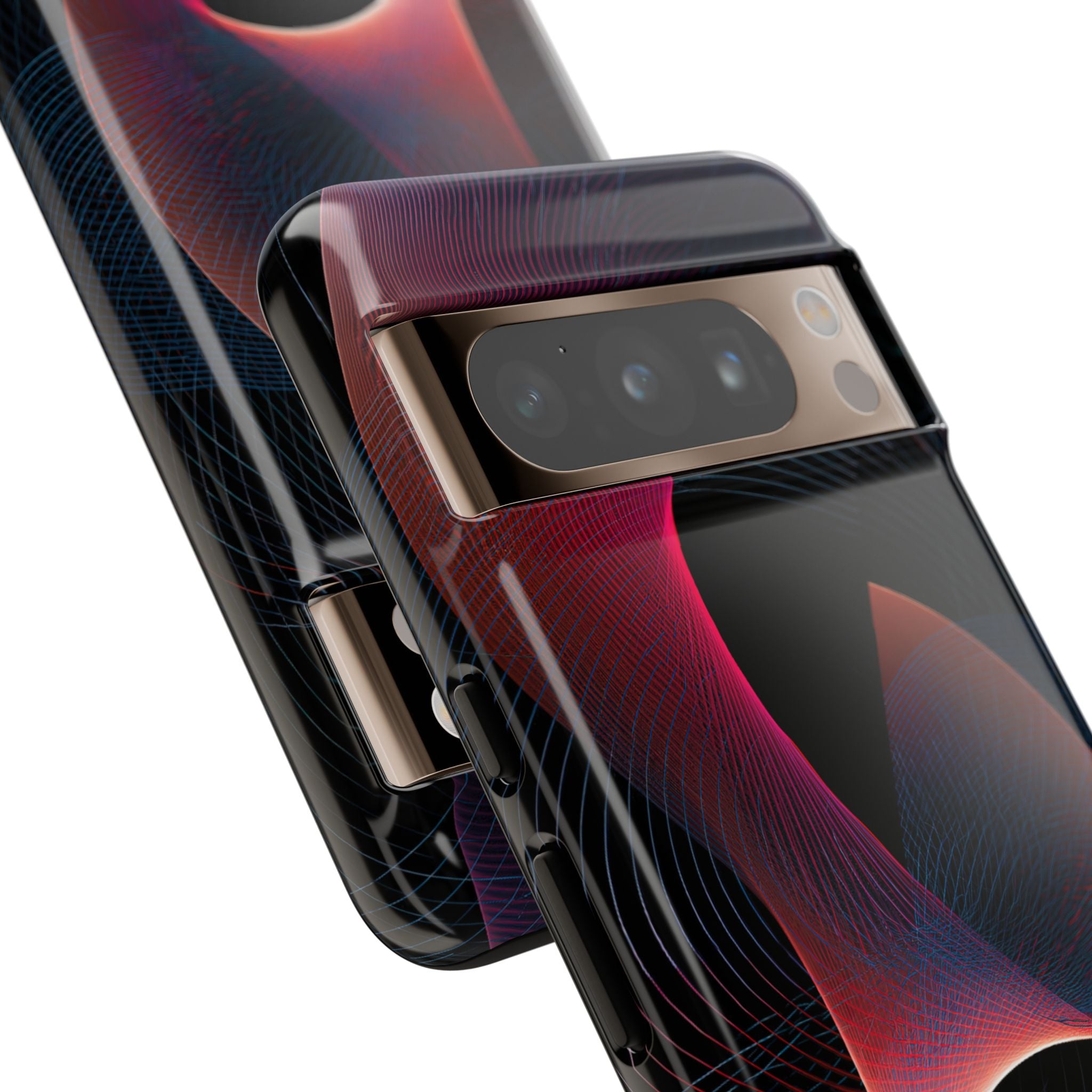 Black Tough Phone Case for Google Pixel - Cobalt Crimson Flux