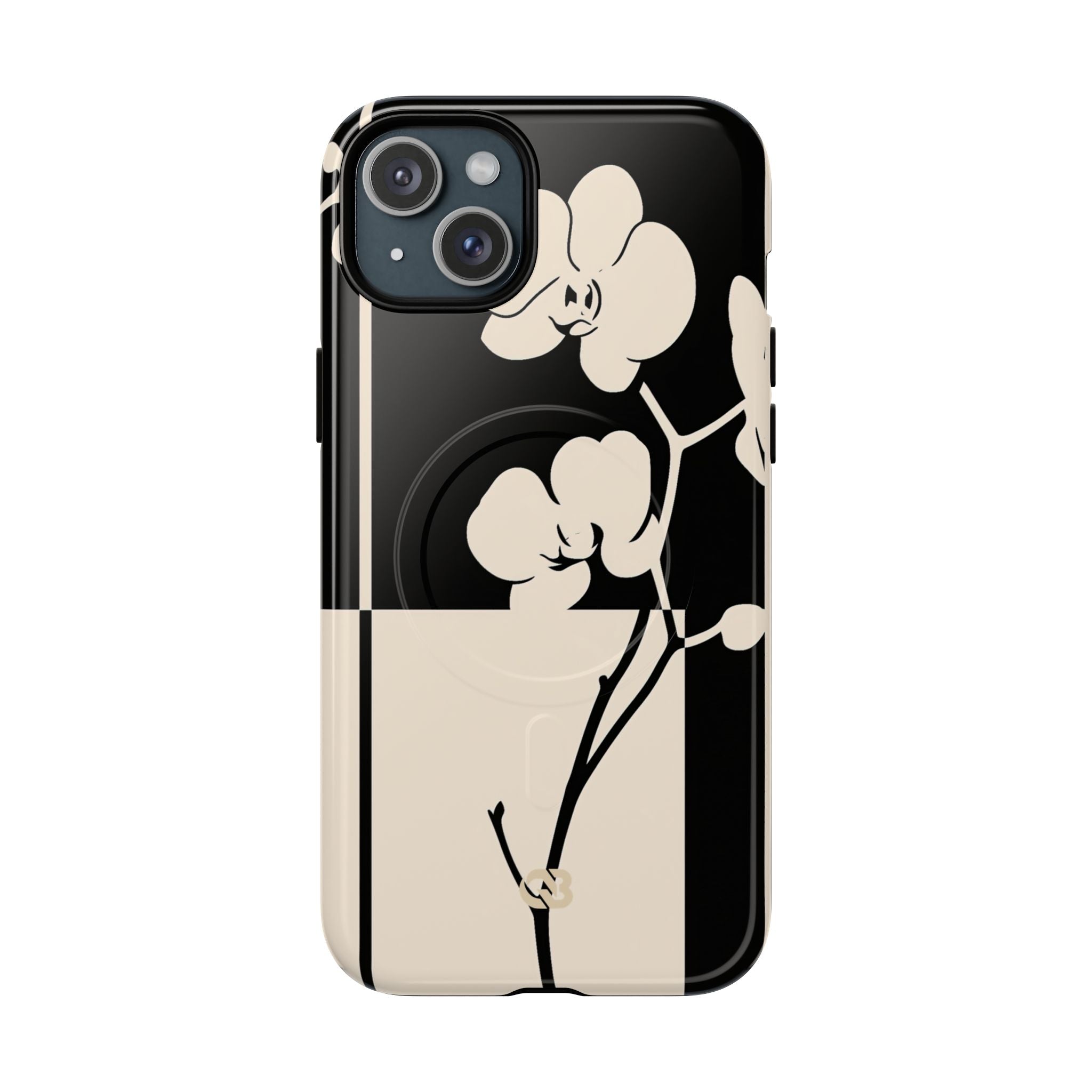 Beige Tough 2.0 Magsafe Phone Case for iPhone - Nocturnal Orchid Frame