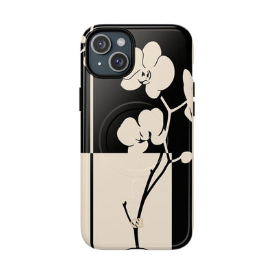Beige Tough 2.0 Magsafe Phone Case for iPhone - Nocturnal Orchid Frame