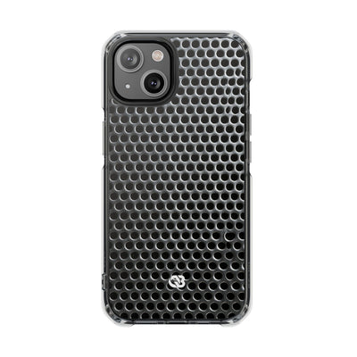 Brushed Perforated Steel · Clear Impact Magnetic Phone Case for iPhone ·  Silver