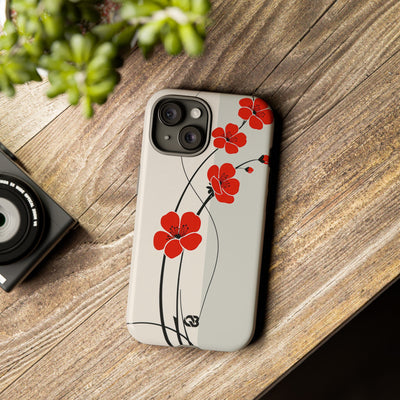 Red Tough Phone Case for iPhone - Crimson Plum Ink