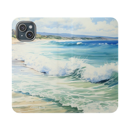 Vaahdottavat siniset aallot - iPhone 15 Plus -suojakotelo - lompakko