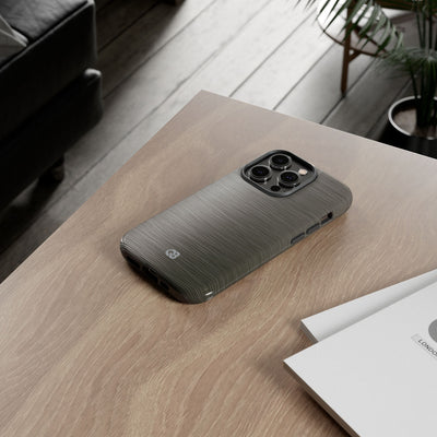 Grey Tough Phone Case for iPhone - Brushed Industrial Steel