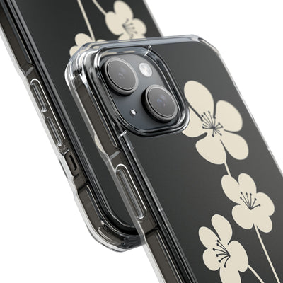 Black Impact MagSafe Phone Case for iPhone - Obsidian Cream Bloom