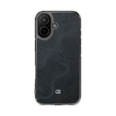 Black Impact MagSafe Phone Case for iPhone - Obsidian Ridge Topo