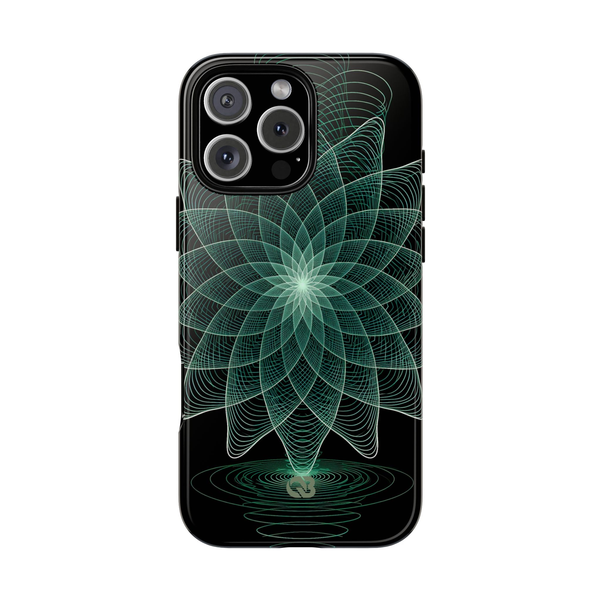 Green Tough Phone Case for iPhone - Cyan Signal Bloom