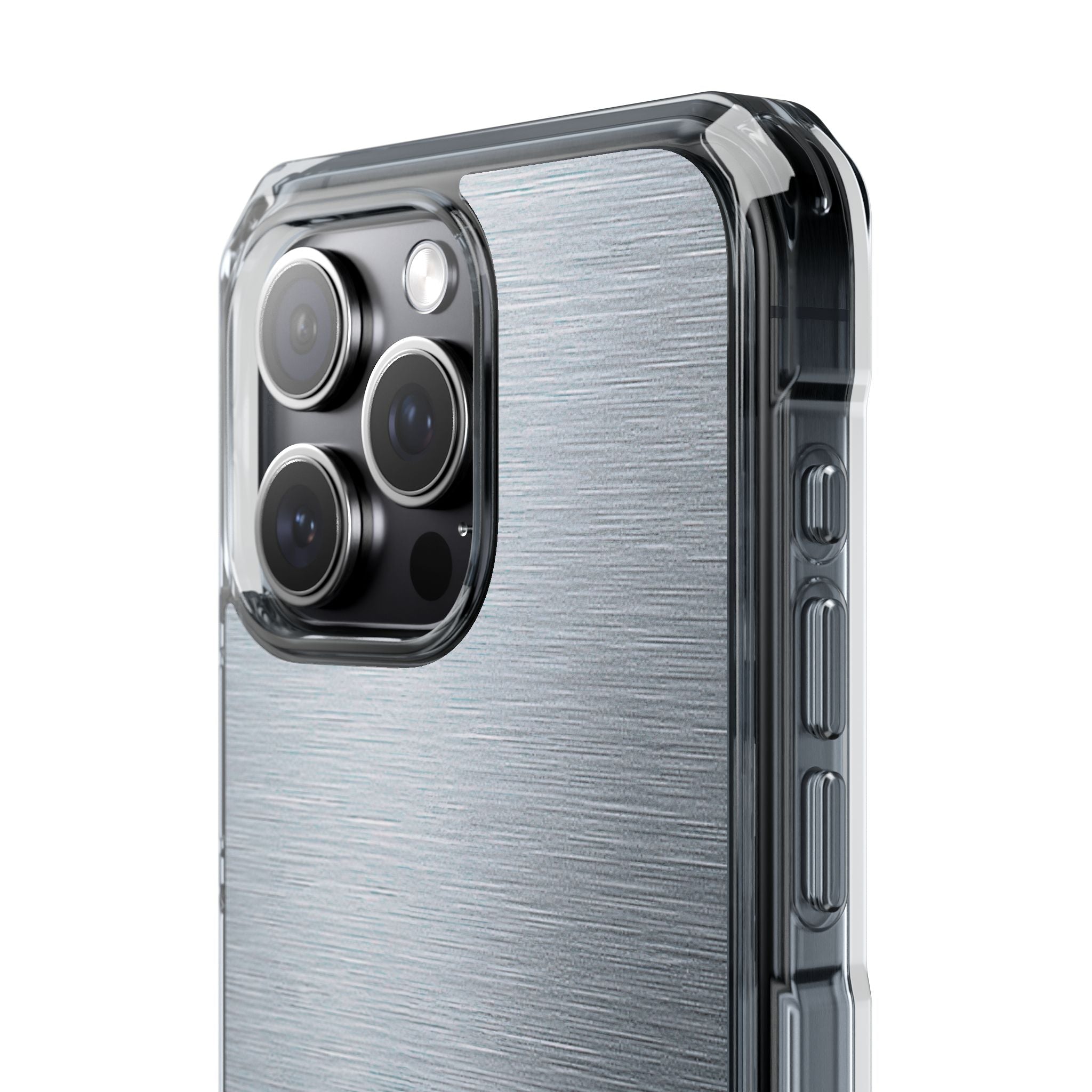 Silver Impact MagSafe Phone Case for iPhone - Satin Chrome Grain