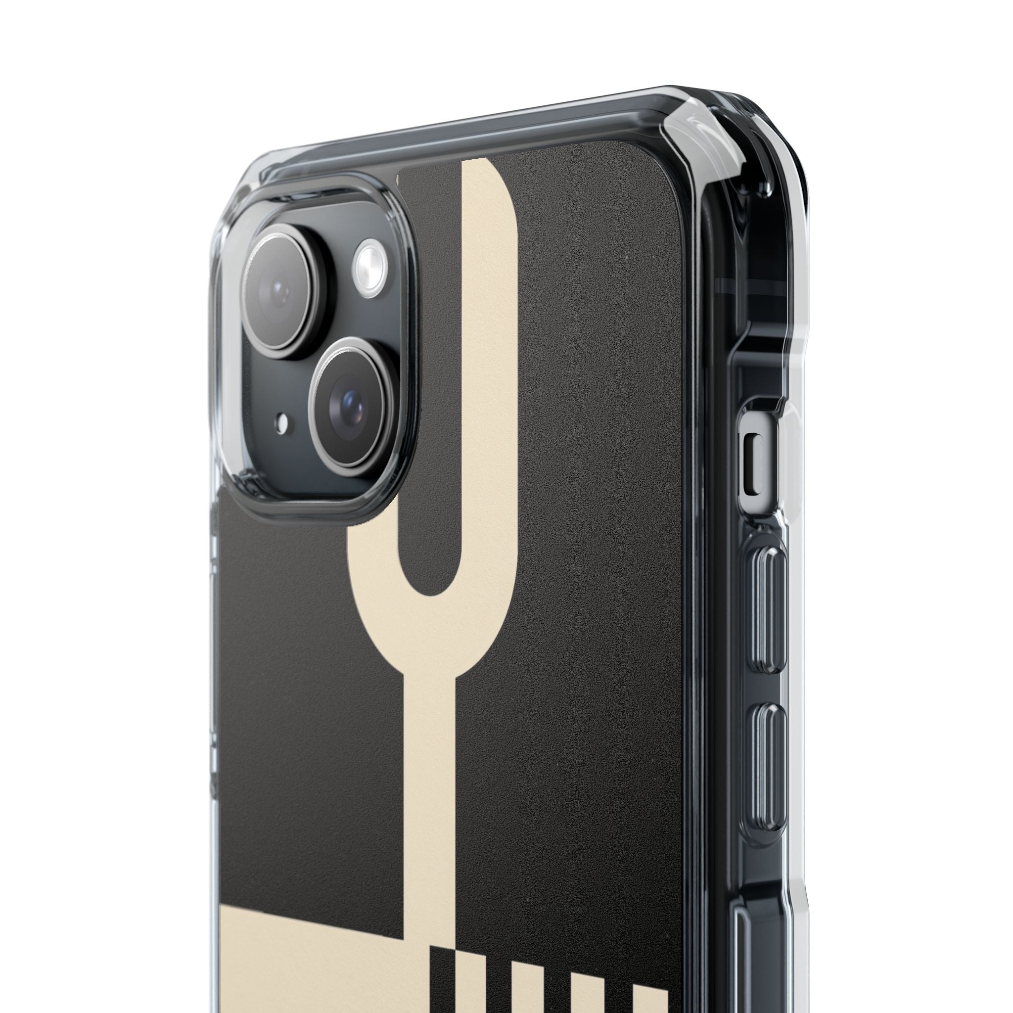 Black Impact MagSafe Phone Case for iPhone - Ivory Signal Grid