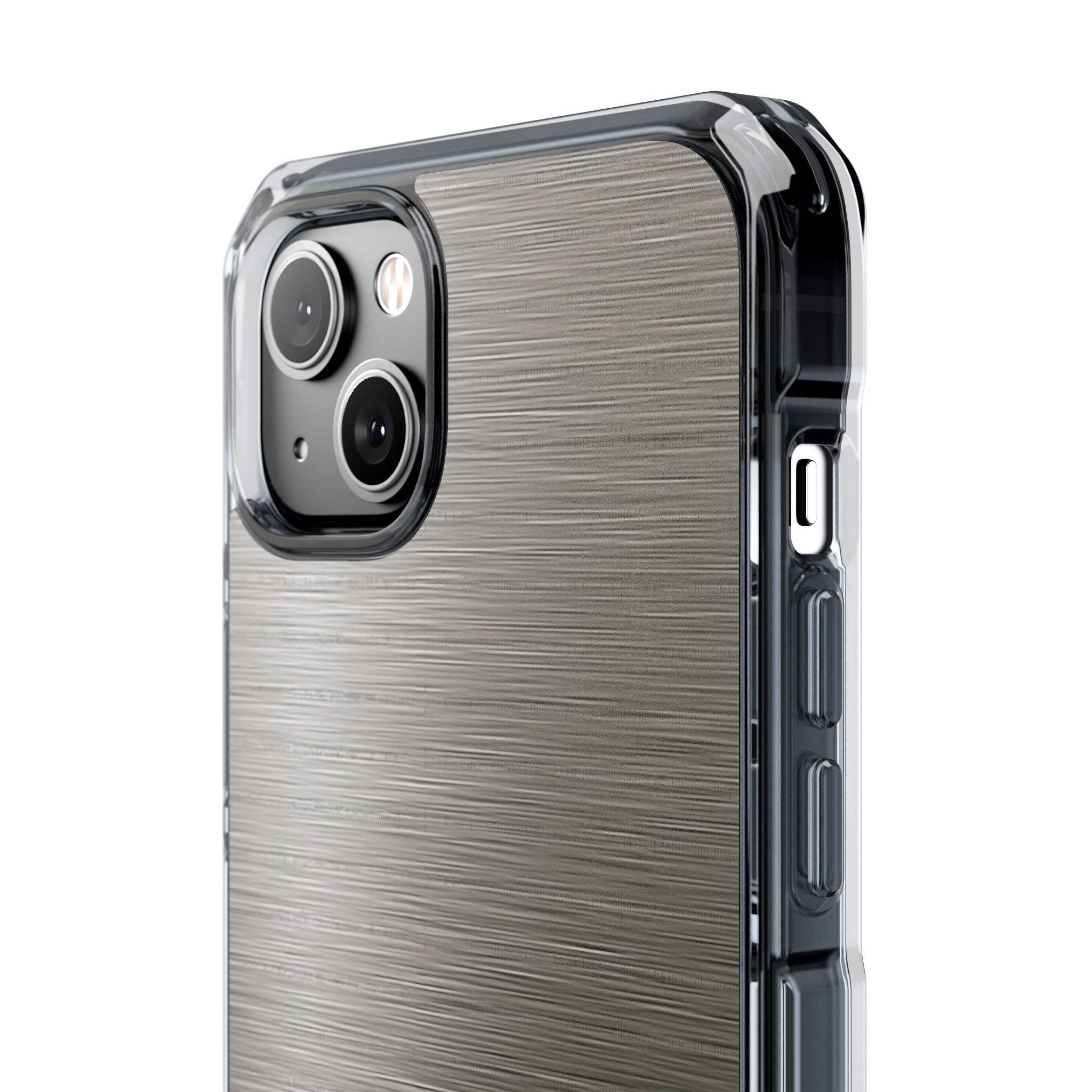 Grey Impact MagSafe Phone Case for iPhone - Brushed Industrial Steel