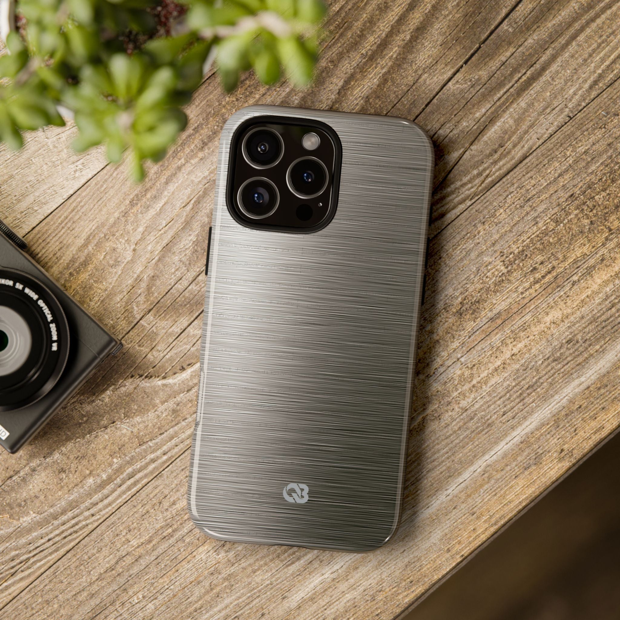 Grey Tough Phone Case for iPhone - Brushed Industrial Steel