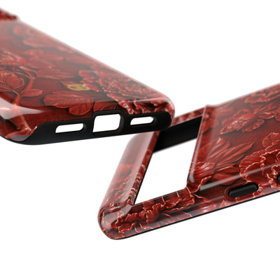 Cinnabar Peony Relief · Tough Phone Case for Pixel ·  Red