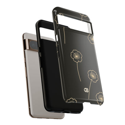 Black Tough Phone Case for Google Pixel - Obsidian Sand Petals