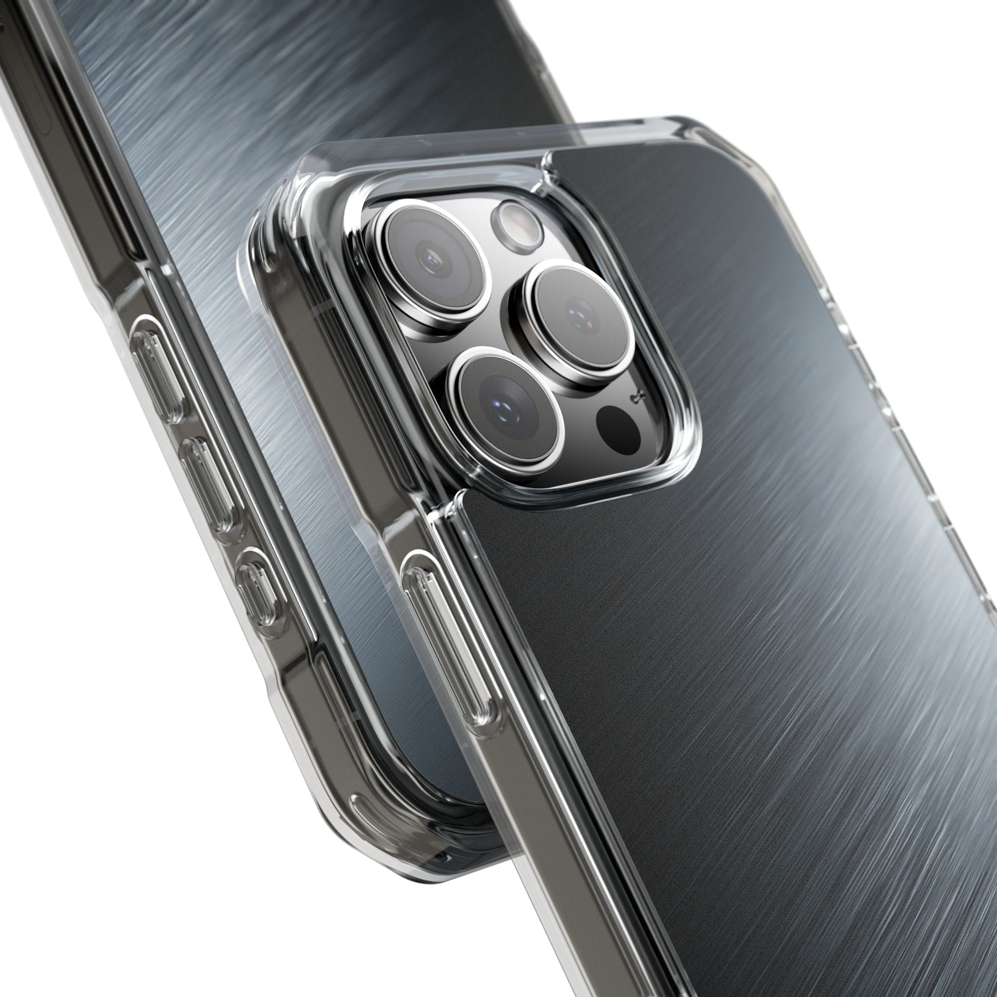 Grey Impact MagSafe Phone Case for iPhone - Charcoal Brushed Steel