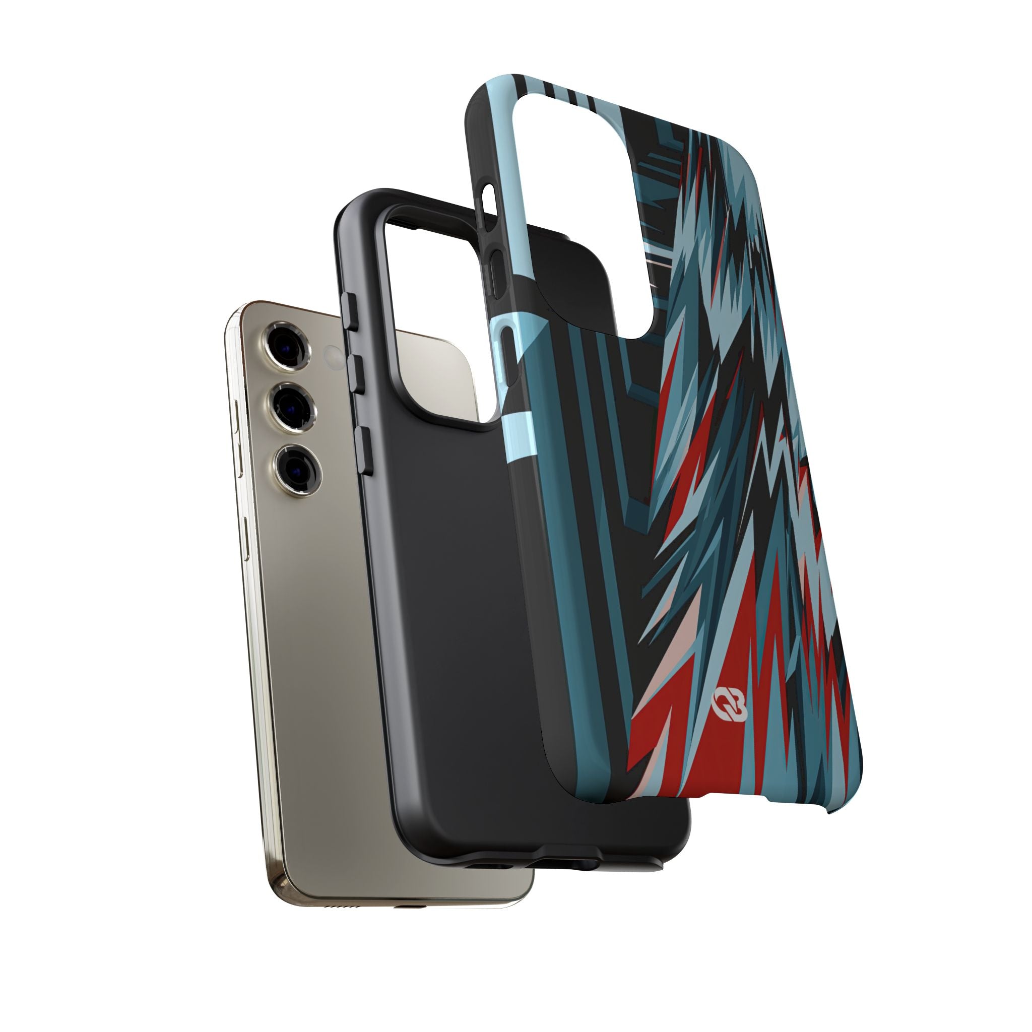 Blue Tough Phone Case for Samsung - Glitch Peak Cyan