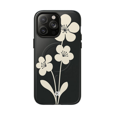 Black Tough 2.0 Magsafe Phone Case for iPhone - Obsidian Cream Bloom