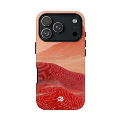 Red Tough Phone Case for iPhone - Crimson Ridge Lines
