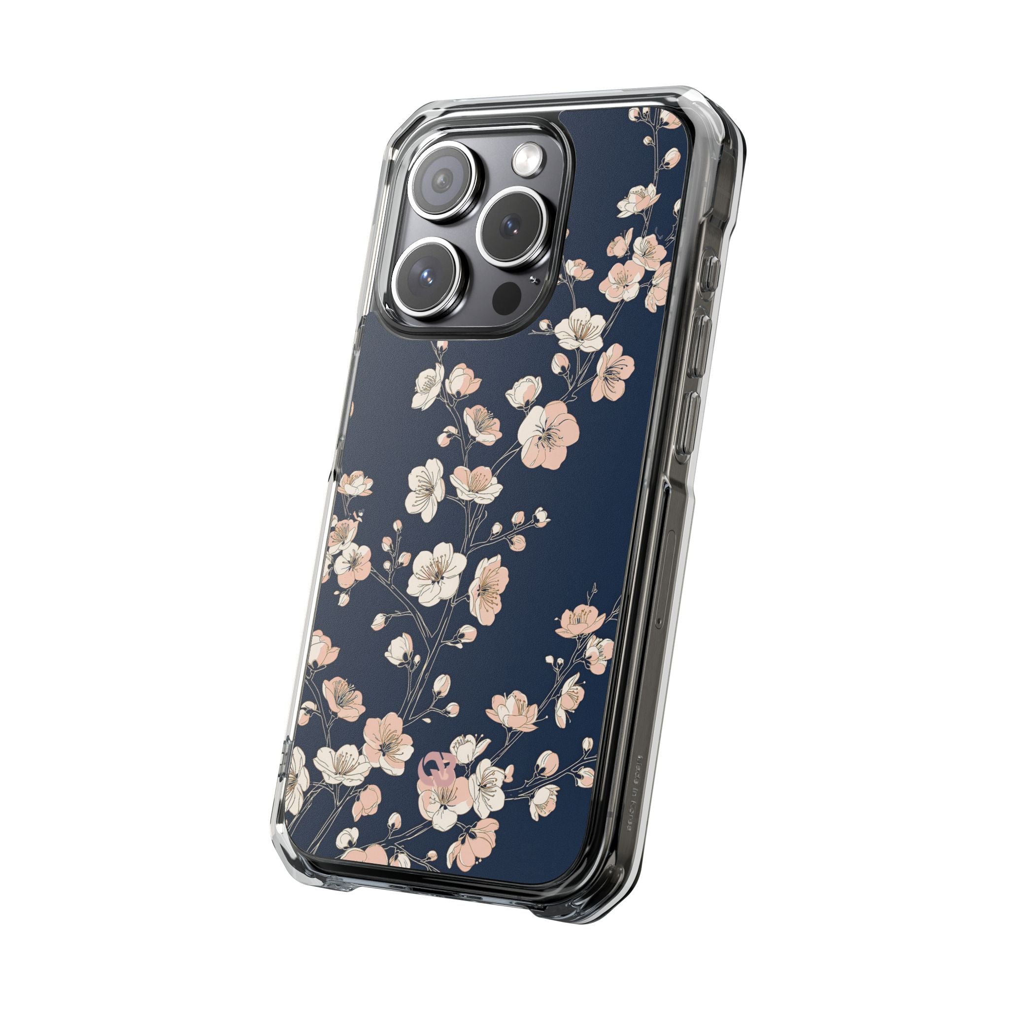 Blue Impact MagSafe Phone Case for iPhone - Midnight Peach Sakura