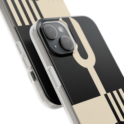 Black Lite Phone Case for iPhone - Ivory Signal Grid