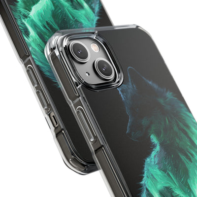 Nordic Aurora Fox · Clear Impact Magnetic Phone Case for iPhone · Teal