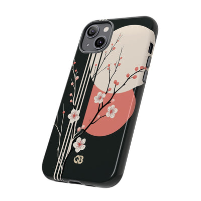 Black Tough Phone Case for iPhone - Kyoto Midnight Blossom