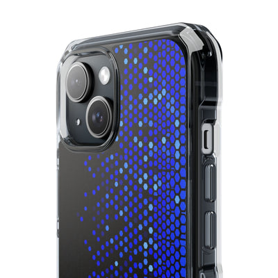 Cobalt Hex Dispersion · Clear Impact Magnetic Phone Case for iPhone · Blue