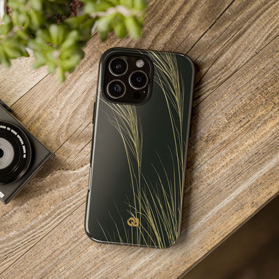 Green Tough Phone Case for iPhone - Midnight Gilded Grass