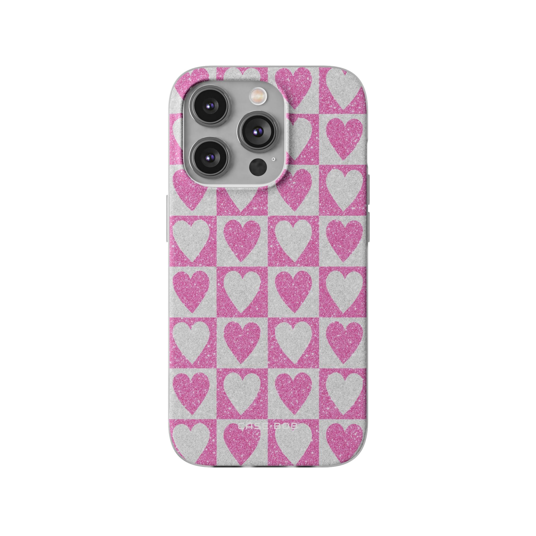 Glitter Herz Gitter iPhone 14 Pro Case - Soft