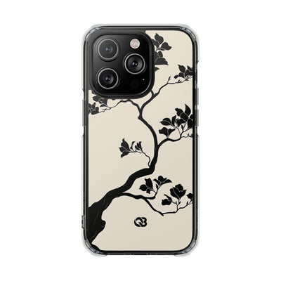 Beige Impact MagSafe Phone Case for iPhone - Obsidian Bonsai Silhouette
