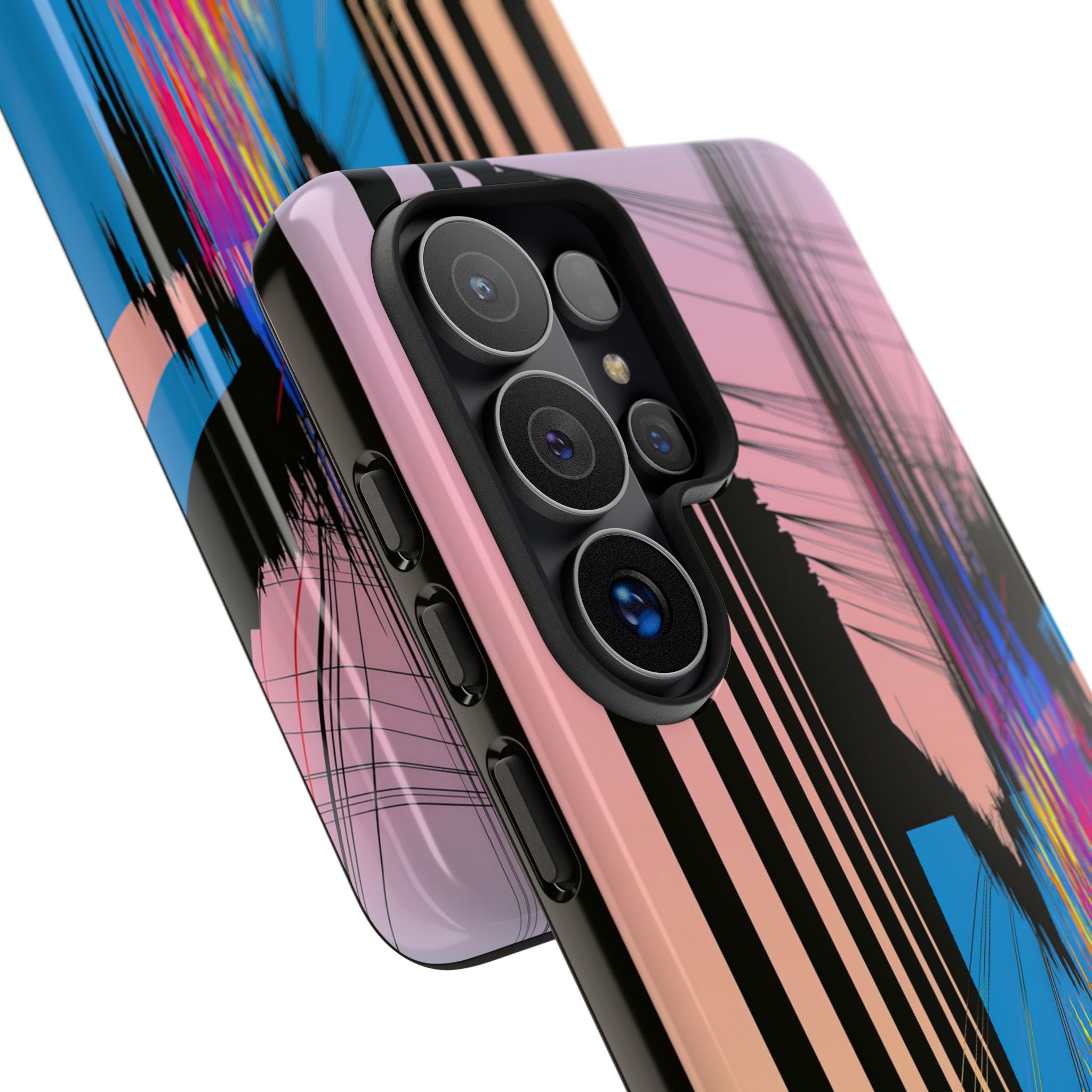 Blue Tough Phone Case for Samsung - Fractured Data Skyline