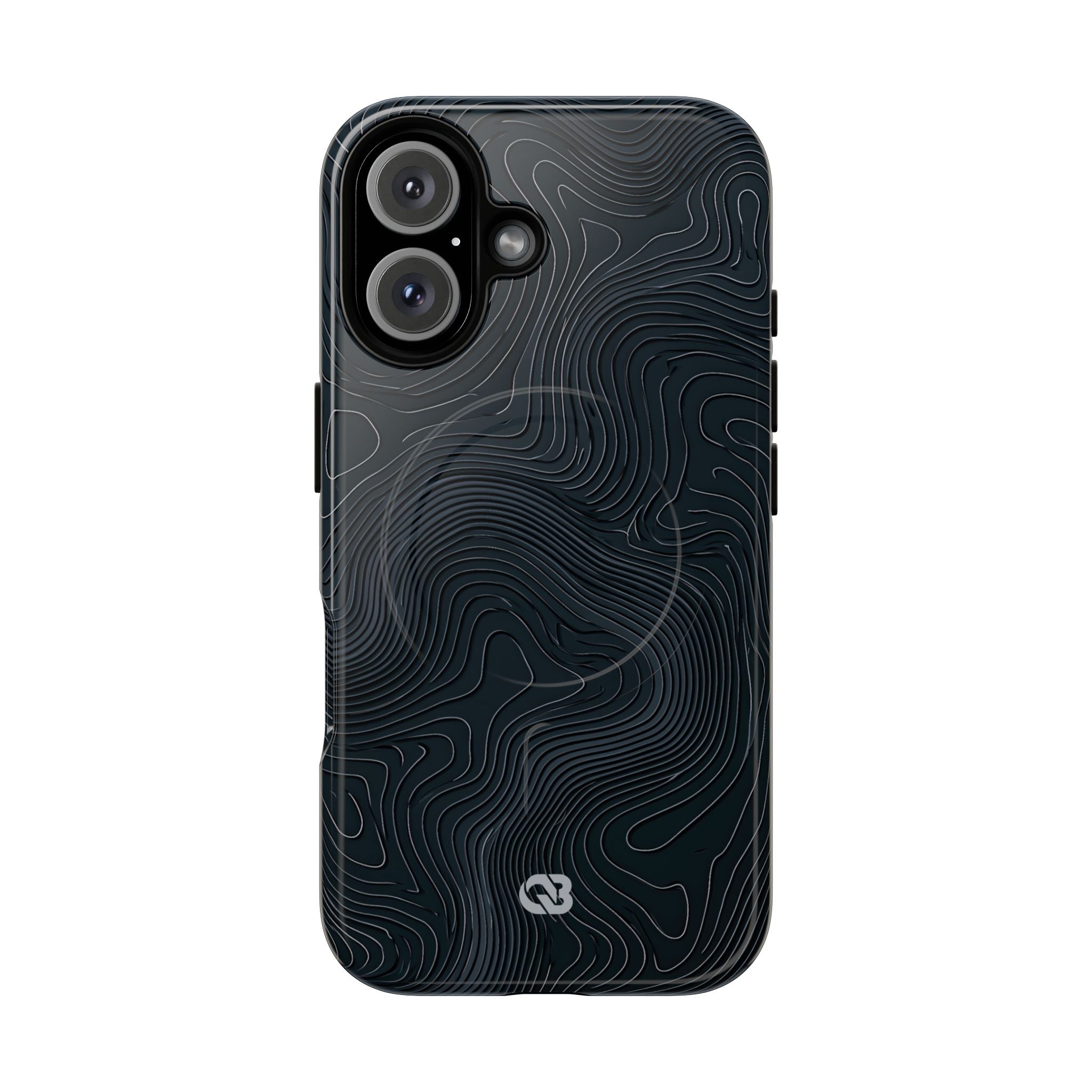 Black Tough 2.0 Magsafe Phone Case for iPhone - Obsidian Ridge Topo
