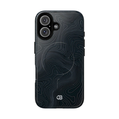 Black Tough 2.0 Magsafe Phone Case for iPhone - Obsidian Ridge Topo