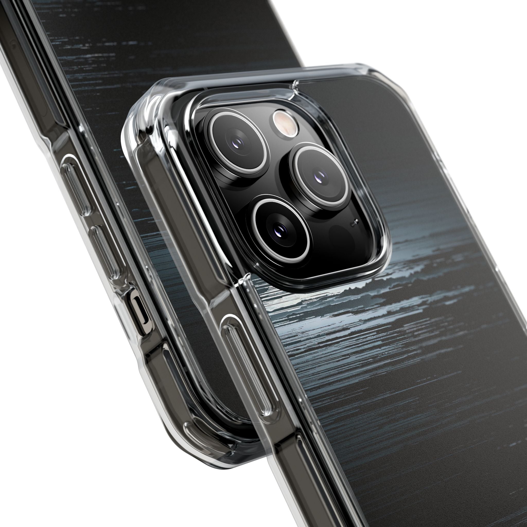 Black Impact MagSafe Phone Case for iPhone - Frozen Signal Glitch