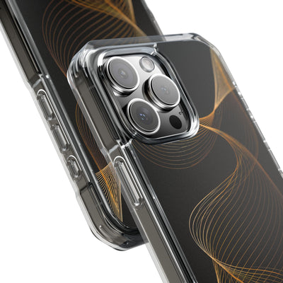 Golden Contour Flow · Clear Impact Magnetic Phone Case for iPhone · Black