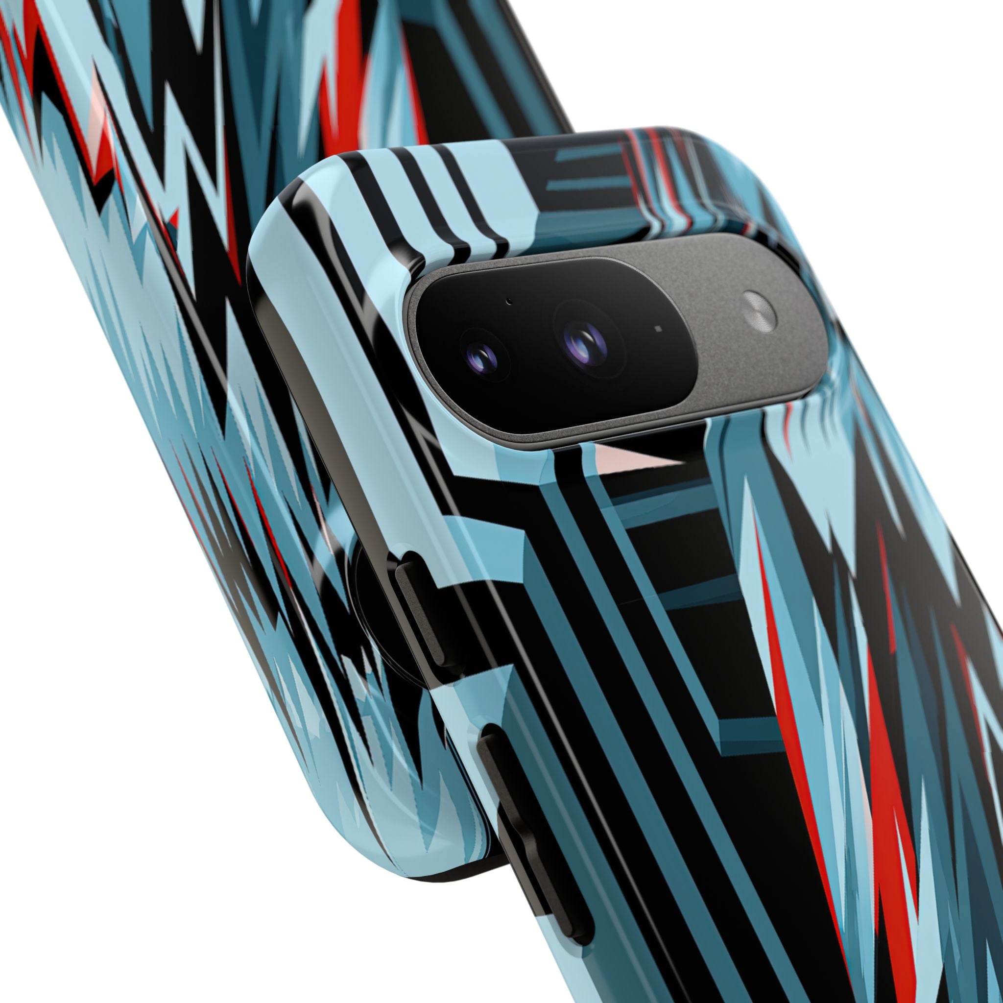Blue Tough Phone Case for Google Pixel - Glitch Peak Cyan